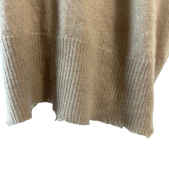 Prive 45 Cashmere? V Neck Sweater Large Tan Thrashed Designer Luxury Grunge Cozy - Picture 9 of 16